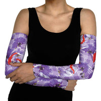 Lavender Palaka Hawaii Aloha Arm Sleeves Koi Pond Mix Orchids LT7 - Polynesian Pride