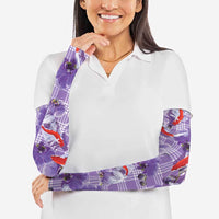 Lavender Palaka Hawaii Aloha Arm Sleeves Koi Pond Mix Orchids LT7 - Polynesian Pride