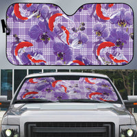 Lavender Palaka Hawaii Aloha Auto Sun Shade Koi Pond Mix Orchids LT7 Purple - Polynesian Pride