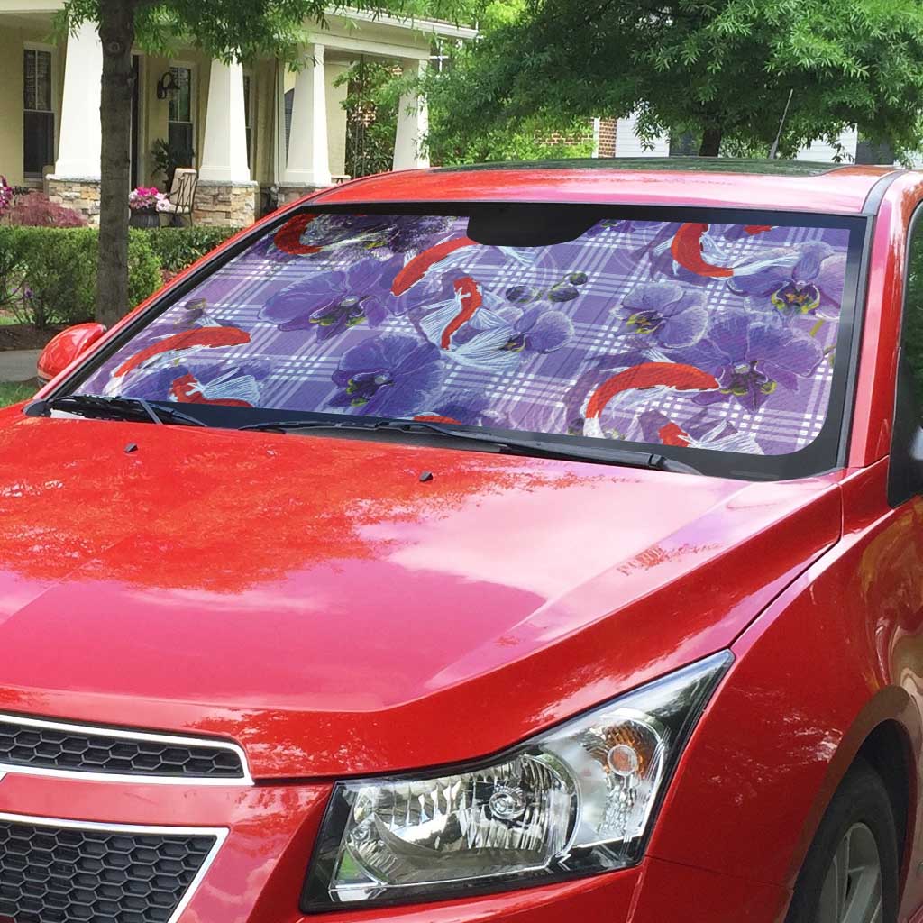 Lavender Palaka Hawaii Aloha Auto Sun Shade Koi Pond Mix Orchids LT7 - Polynesian Pride