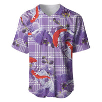 Lavender Palaka Hawaii Aloha Baseball Jersey Koi Pond Mix Orchids LT7 Purple - Polynesian Pride