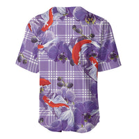 Lavender Palaka Hawaii Aloha Baseball Jersey Koi Pond Mix Orchids LT7 - Polynesian Pride