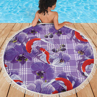 Lavender Palaka Hawaii Aloha Beach Blanket Koi Pond Mix Orchids LT7 - Polynesian Pride
