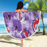 Lavender Palaka Hawaii Aloha Beach Blanket Koi Pond Mix Orchids LT7 - Polynesian Pride