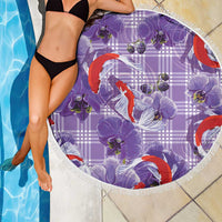 Lavender Palaka Hawaii Aloha Beach Blanket Koi Pond Mix Orchids LT7 - Polynesian Pride