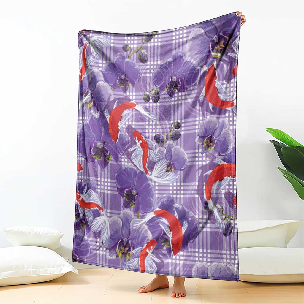 Lavender Palaka Hawaii Aloha Blanket Koi Pond Mix Orchids LT7 - Polynesian Pride