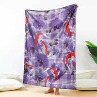 Lavender Palaka Hawaii Aloha Blanket Koi Pond Mix Orchids LT7 - Polynesian Pride