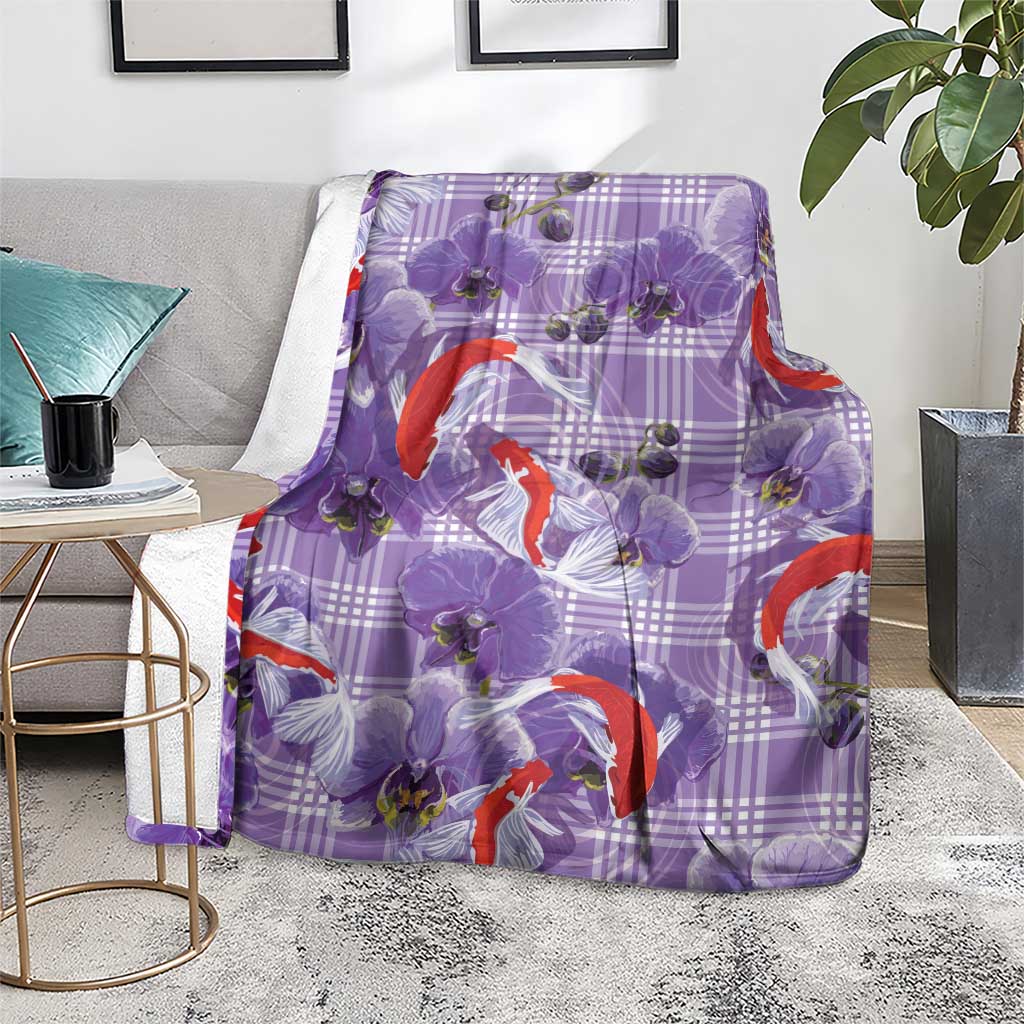 Lavender Palaka Hawaii Aloha Blanket Koi Pond Mix Orchids LT7 - Polynesian Pride
