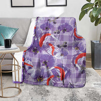 Lavender Palaka Hawaii Aloha Blanket Koi Pond Mix Orchids LT7 - Polynesian Pride