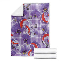 Lavender Palaka Hawaii Aloha Blanket Koi Pond Mix Orchids LT7 - Polynesian Pride
