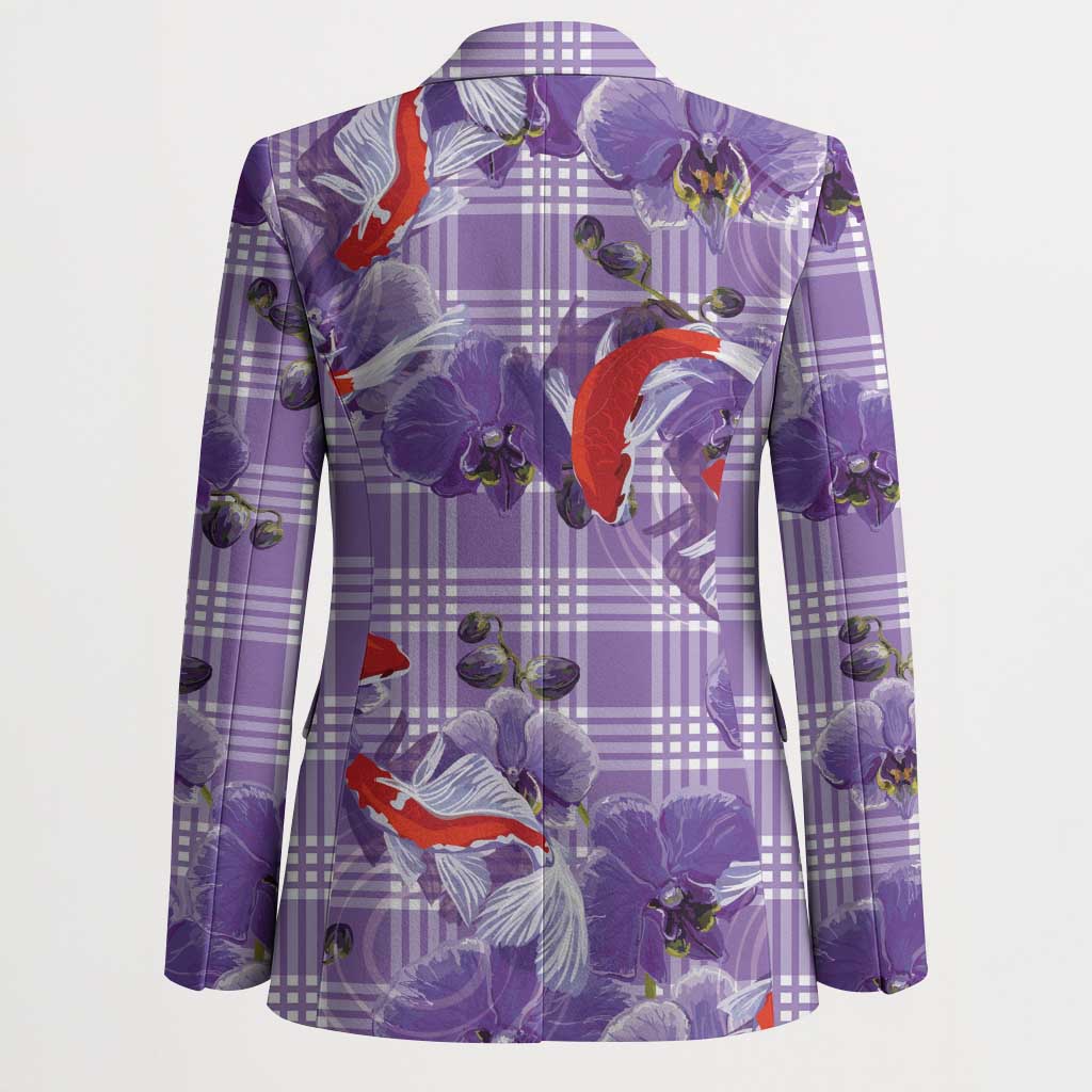 Lavender Palaka Hawaii Aloha Blazer Koi Pond Mix Orchids LT7 - Polynesian Pride