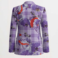 Lavender Palaka Hawaii Aloha Blazer Koi Pond Mix Orchids LT7 - Polynesian Pride