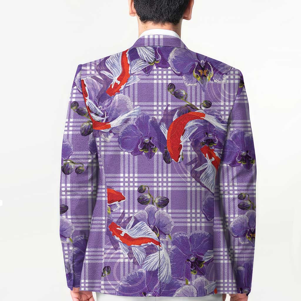 Lavender Palaka Hawaii Aloha Blazer Koi Pond Mix Orchids LT7 - Polynesian Pride