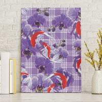Lavender Palaka Hawaii Aloha Canvas Wall Art Koi Pond Mix Orchids LT7 Without Frame Purple - Polynesian Pride