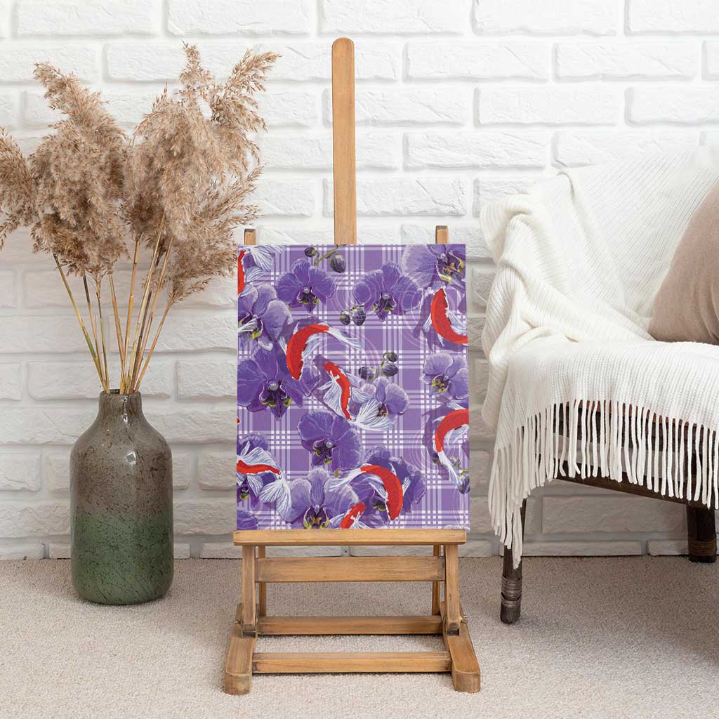 Lavender Palaka Hawaii Aloha Canvas Wall Art Koi Pond Mix Orchids LT7 - Polynesian Pride