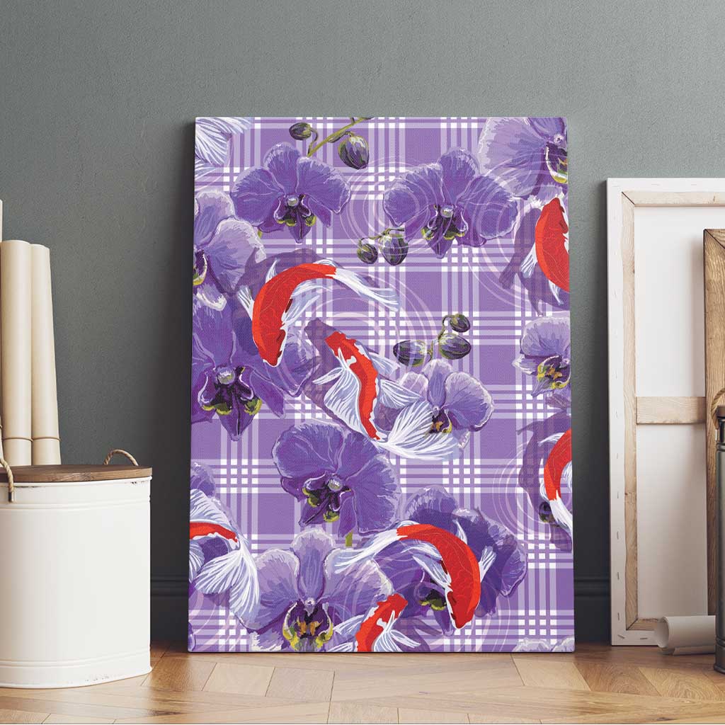 Lavender Palaka Hawaii Aloha Canvas Wall Art Koi Pond Mix Orchids LT7 - Polynesian Pride