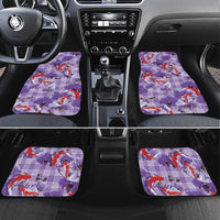 Lavender Palaka Hawaii Aloha Car Mats Koi Pond Mix Orchids LT7 Set 4pcs Purple - Polynesian Pride