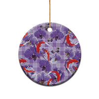 Lavender Palaka Hawaii Aloha Ceramic Ornament Koi Pond Mix Orchids LT7 - Polynesian Pride