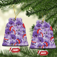 Lavender Palaka Hawaii Aloha Ceramic Ornament Koi Pond Mix Orchids LT7 Bell Flake Purple - Polynesian Pride