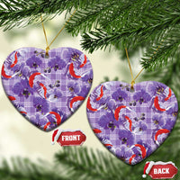 Lavender Palaka Hawaii Aloha Ceramic Ornament Koi Pond Mix Orchids LT7 Heart Purple - Polynesian Pride