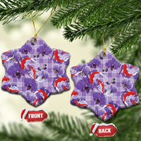 Lavender Palaka Hawaii Aloha Ceramic Ornament Koi Pond Mix Orchids LT7 Snow Flake Purple - Polynesian Pride