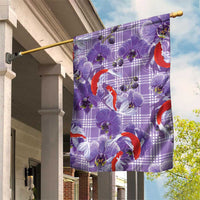 Lavender Palaka Hawaii Aloha Garden Flag Koi Pond Mix Orchids LT7 House Flag Purple - Polynesian Pride