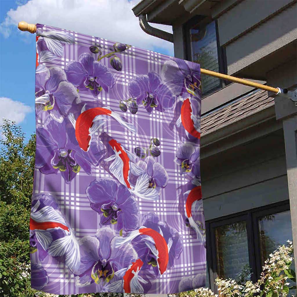 Lavender Palaka Hawaii Aloha Garden Flag Koi Pond Mix Orchids LT7 - Polynesian Pride