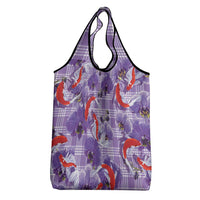 Lavender Palaka Hawaii Aloha Grocery Bag Koi Pond Mix Orchids LT7 - Polynesian Pride