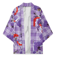 Lavender Palaka Hawaii Aloha Kimono Koi Pond Mix Orchids LT7 Unisex Purple - Polynesian Pride