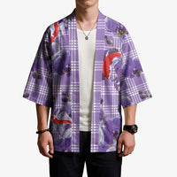 Lavender Palaka Hawaii Aloha Kimono Koi Pond Mix Orchids LT7 - Polynesian Pride