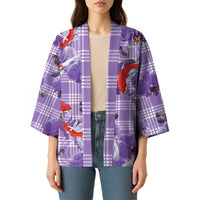Lavender Palaka Hawaii Aloha Kimono Koi Pond Mix Orchids LT7 - Polynesian Pride