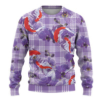 Lavender Palaka Hawaii Aloha Ugly Christmas Sweater Koi Pond Mix Orchids LT7 - Polynesian Pride