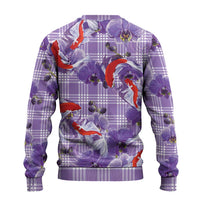 Lavender Palaka Hawaii Aloha Ugly Christmas Sweater Koi Pond Mix Orchids LT7 - Polynesian Pride