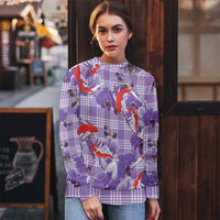 Lavender Palaka Hawaii Aloha Ugly Christmas Sweater Koi Pond Mix Orchids LT7 - Polynesian Pride