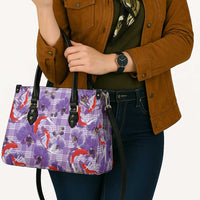 Lavender Palaka Hawaii Aloha Leather Bag Koi Pond Mix Orchids LT7 - Polynesian Pride