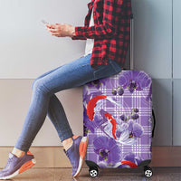 Lavender Palaka Hawaii Aloha Luggage Cover Koi Pond Mix Orchids LT7 - Polynesian Pride