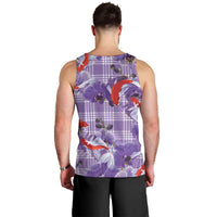 Lavender Palaka Hawaii Aloha Men Tank Top Koi Pond Mix Orchids LT7 - Polynesian Pride