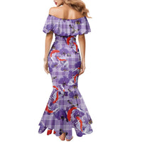 Lavender Palaka Hawaii Aloha Mermaid Dress Koi Pond Mix Orchids LT7 - Polynesian Pride