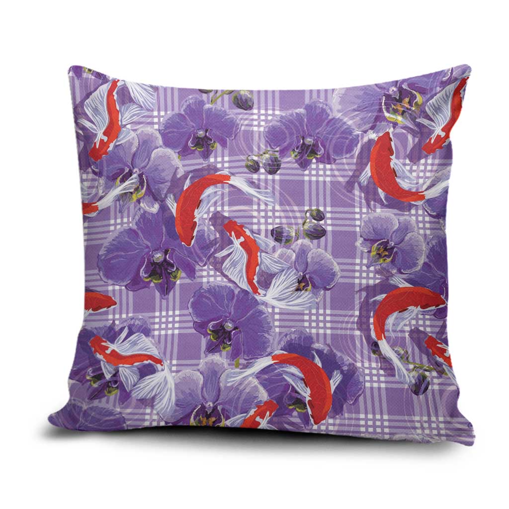 Lavender Palaka Hawaii Aloha Pillow Cover Koi Pond Mix Orchids LT7 Purple - Polynesian Pride