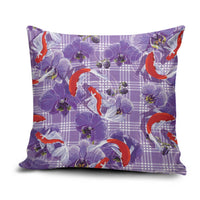 Lavender Palaka Hawaii Aloha Pillow Cover Koi Pond Mix Orchids LT7 Purple - Polynesian Pride