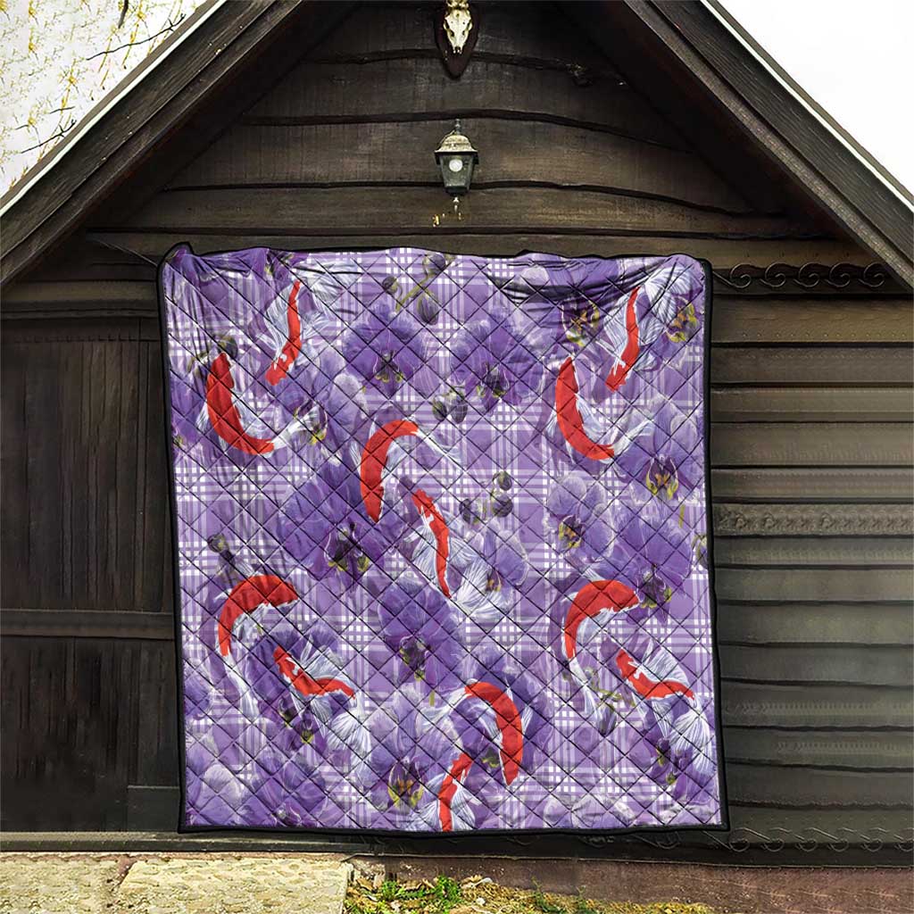Lavender Palaka Hawaii Aloha Quilt Koi Pond Mix Orchids LT7 - Polynesian Pride