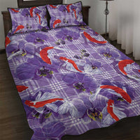 Lavender Palaka Hawaii Aloha Quilt Bed Set Koi Pond Mix Orchids LT7 Purple - Polynesian Pride