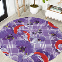 Lavender Palaka Hawaii Aloha Round Carpet Koi Pond Mix Orchids LT7 Purple - Polynesian Pride