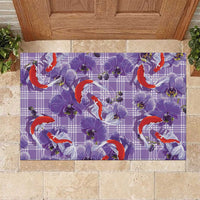 Lavender Palaka Hawaii Aloha Rubber Doormat Koi Pond Mix Orchids LT7 Purple - Polynesian Pride