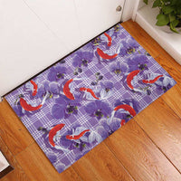 Lavender Palaka Hawaii Aloha Rubber Doormat Koi Pond Mix Orchids LT7 - Polynesian Pride