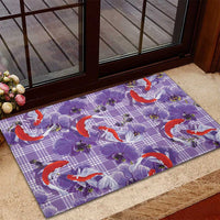 Lavender Palaka Hawaii Aloha Rubber Doormat Koi Pond Mix Orchids LT7 - Polynesian Pride