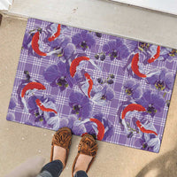 Lavender Palaka Hawaii Aloha Rubber Doormat Koi Pond Mix Orchids LT7 - Polynesian Pride