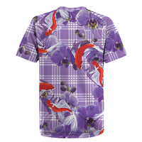 Lavender Palaka Hawaii Aloha Rugby Jersey Koi Pond Mix Orchids LT7 - Polynesian Pride