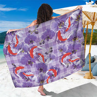 Lavender Palaka Hawaii Aloha Sarong Koi Pond Mix Orchids LT7 One Size 44 x 66 inches Purple - Polynesian Pride