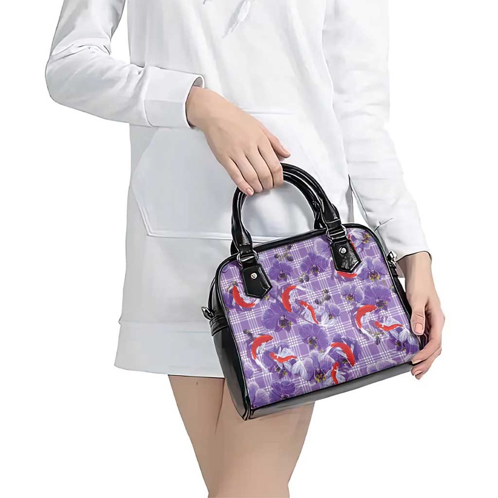 Lavender Palaka Hawaii Aloha Shoulder Handbag Koi Pond Mix Orchids LT7 - Polynesian Pride